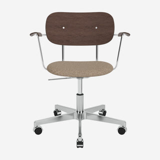 Co Bürostuhl gepolstert - Bürostuhl - Audo Copenhagen - Sitz gepolstert mit Armlehne Aluminium - Eiche dunkel gebeizt
