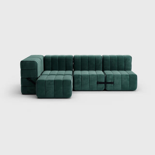 Curt Sofa - Sofa - Ambivalenz - 9er Set Ecke - Green (Samt Barcelona)