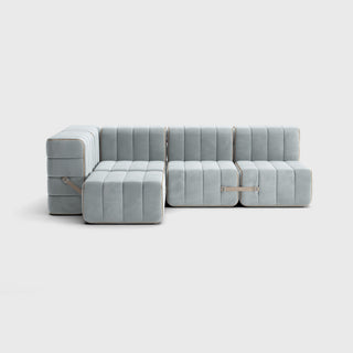 Curt Sofa - Sofa - Ambivalenz - 9er Set Ecke - Hellblau (Samt Barcelona)
