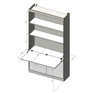 Flai Sekretär - Sekretaer - Müller Small Living - Anthrazit - Groß