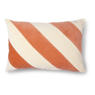 Velvet Striped Kissen - kissen - HK - Orange / White -
