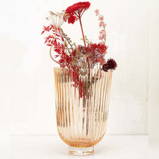 Ribbed Peach Glasvase - Küche - HK - Glas Vase -