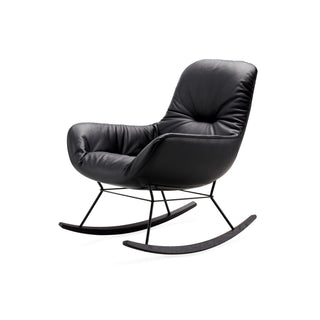 Leya Schaukelstuhl - Loungesessel - FreiFrau - Leder schwarz / Eiche schwarz -