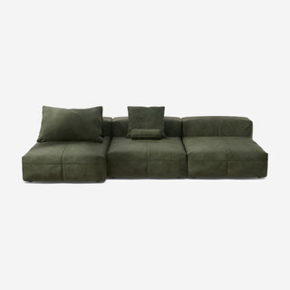 Vetsak Sofa Set 04 - Sofa - Vetsak - Leather - Olive - mit Kissen